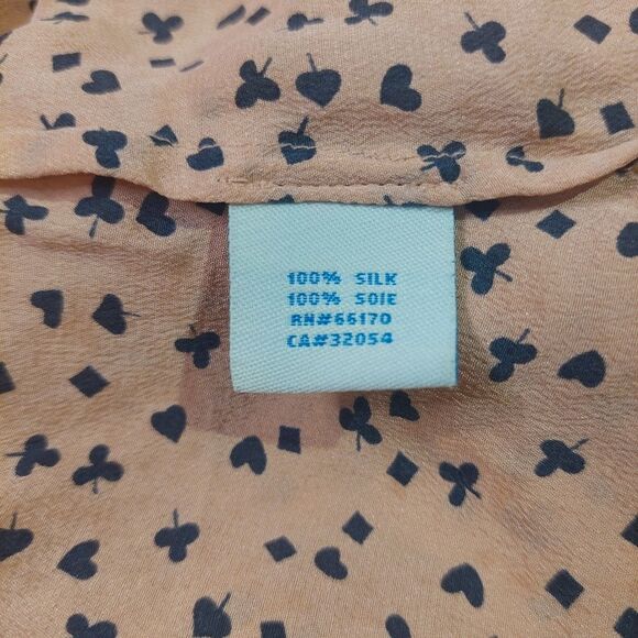 Women's Anthropologie Brand Odille Silk Button Hearts And Spades Novelty Blouse - Picture 12 of 13